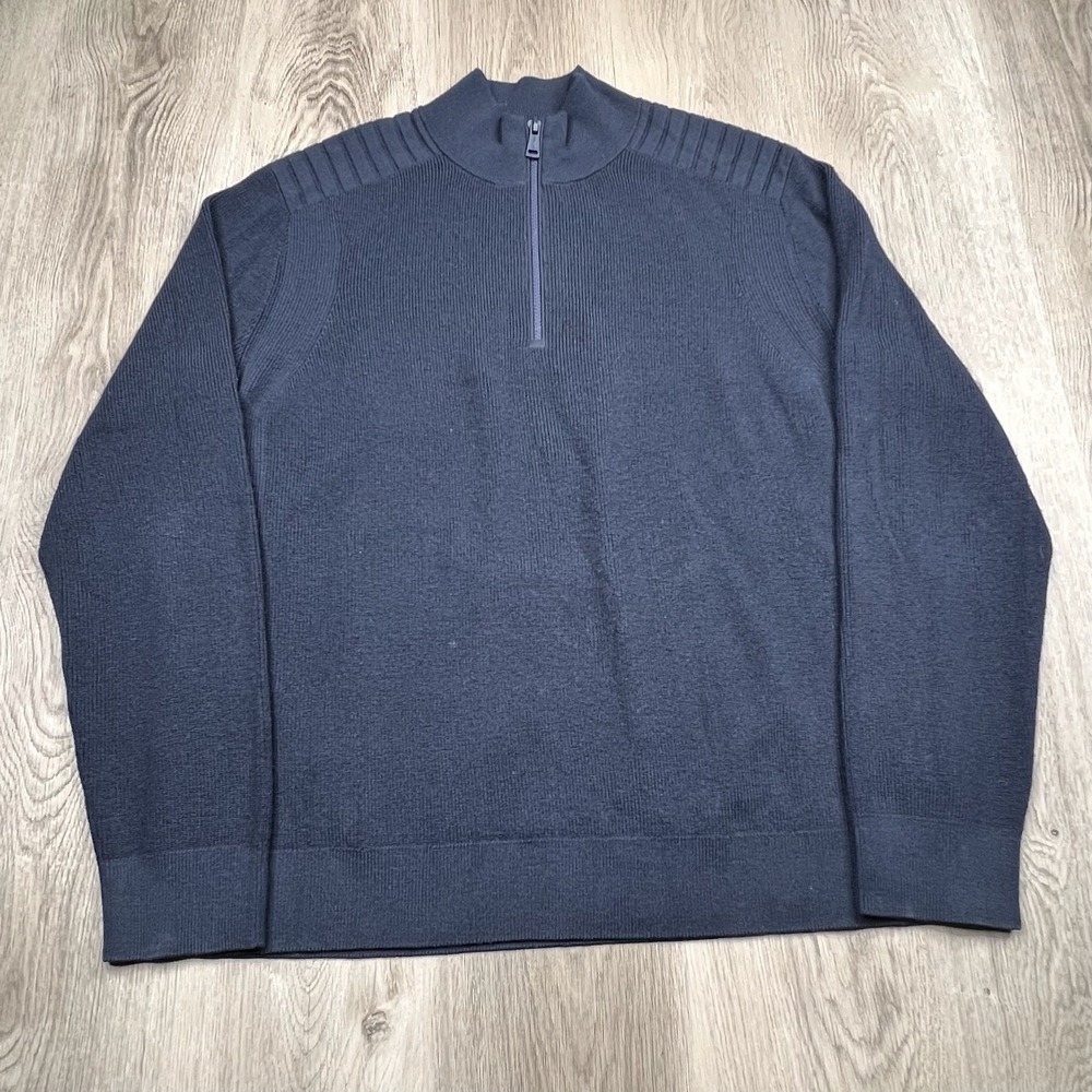 RLX Ralph Lauren 1/4 Zip Wool Pullover Sweater Mens Size Xtra Large Navy Blue